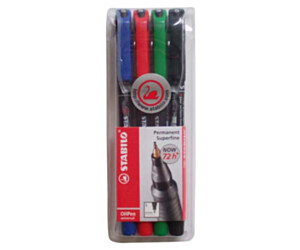 Foliopis STABILO OHPen niezmywalny 0.4mm 4sztuki. w etui 841/4