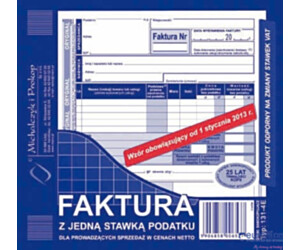 131-4E Faktura z jedną stawką podatku sprzedaż w netto 2/3A5 MICHALCZYK