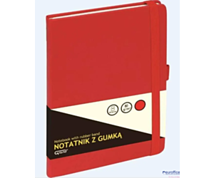 Notatnik z gumką A6 czerwony kratka 150-1401 GRAND