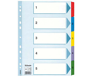 Przekładki kartonowe MYLAR A4 1-5 100160 białe ESSELTE