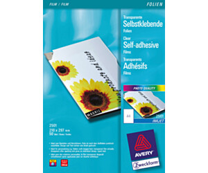 Przezroczyste folie samoprzylepne 2500 A4, 10ark powlekane, grubość 0,17 mm, Avery Zweckform
