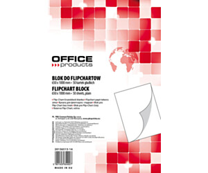 Blok do flipchartów , gładki, 65x100cm, 50 kart., biały, typu OFFICE PRODUCTS 20136513-14 