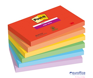 Bloczek samoprzylepny POST-IT Super Sticky PLAYFUL (655-6SS-PLAY), 127x76mm, 6x90 kart.,