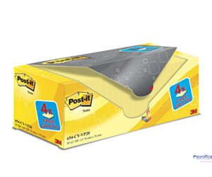 Bloczek samoprzylepny POST-IT (654CY-VP20), 76x76mm, (16+4)x100 kart., żółte, 4 bloczki GRATIS