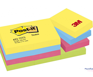 Bloczek samoprzylepny POST-IT (653-TFEN), 38x51mm, 12x100 kart., paleta energetyczna