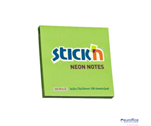 Bloczek STICK"N 76x76mm zielony neonowy 100k 21167 STICK"N