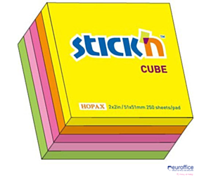 Bloczek STICK"N 51x51mm mix 5 kolorów neonowych 21203