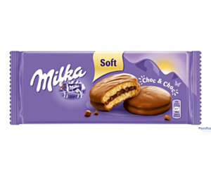 Ciastka MILKA CHOC&CHOC biszkoptowe z nadzieniem kakaowym i kawałkami czekolady 150g