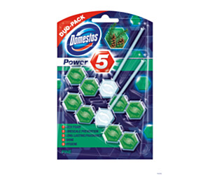 DOMESTOS Zawieszka do toalety POWER5 DUO PINE 7x2x55g 24325
