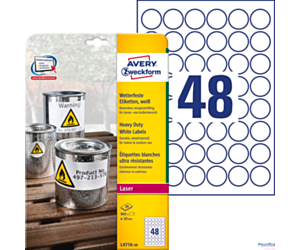 Etykiety Heavy Duty L4716-20 Q30 20 ark. białe trwałe, poliestrowe Avery Zweckform