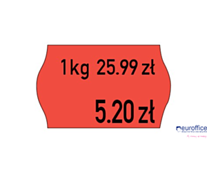 Etykiety cenowe w rolce do metkownicy dwurzędowej Meto, 26x16 mm, czerwone opakowanie 6 rolek M30014337