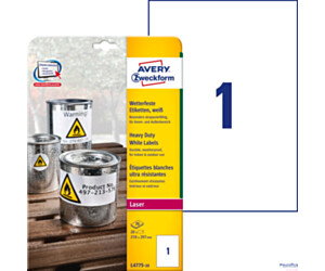 Etykiety Heavy Duty L4775-20 210x297 20 ark. poliestrowe Avery Zweckform