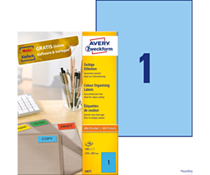 Etykiety niebieskie 3471 210 x 297 100 ark trwałe, Avery Zweckform