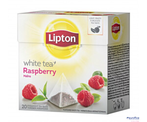 Herbata LIPTON PIRAMID malina (20 saszetek) biała