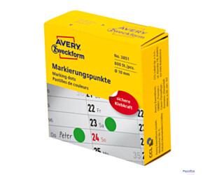 Kółka do zaznaczania 3851 Q10 mm zielone w dyspenserze