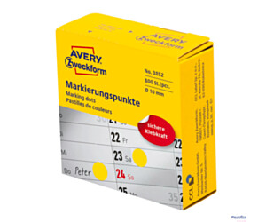Kółka do zaznaczania żółte 3852 Q10 w rolce Avery Zweckform