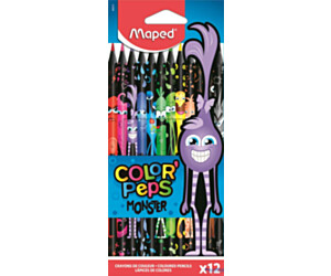 Kredki w czarnej ob. trójkątne 12 szt. COLORPEPS MONSTER 862612 MAPED
