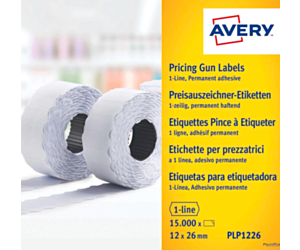 Etykiety cenowe do metkownic PLP1226 12x26 rolka do metkownicy jednorzędowej Avery Zweckform, trwałe, białe