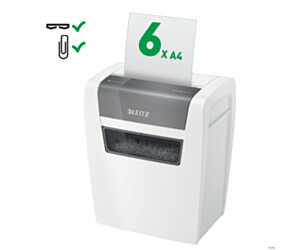 Niszczarka LEITZ IQ Home OFFICE P4, 6 kartek, 15l, kosz 8034000