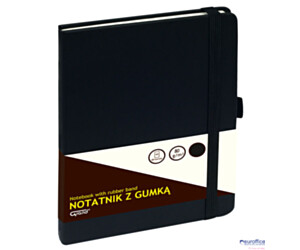 Notatnik GRAND z gumką A5/80 kartek, 80g/kratka, okładka czarna, 150-1381