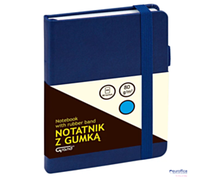 Notatnik z gumką A6 granatowy kratka 150-1400 GRAND