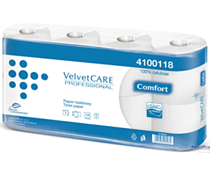 Papier toaletowy celuloza, 2 warstwy, biały, 15m - 138 listków (8szt) VELVET PROFESSIONAL Comfort 4100118