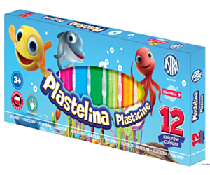 Plastelina Astra z brokatem 12 kolorów, 303107001