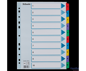 Przekładki kartonowe MYLAR A4 1-10 100161 białe ESSELTE