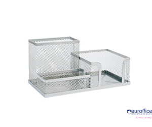 Przybornik na biurko DOTTS siatka srebrny 205x103x98mm