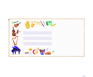 Tablica edukacyjna MemoBe, WHITEBOARDGAME: Music adventure!, nadruk WESOŁE INSTRUMENTY, rama drewniana, 200x100 cm MTM200100.MU02.01.51