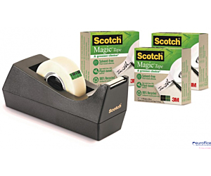 Taśma biurowa SCOTCH Magic Greener Choice (9-1933R3C38), matowa, 19mm, 33m, 3szt., podajnik C-38 GRATIS (X)