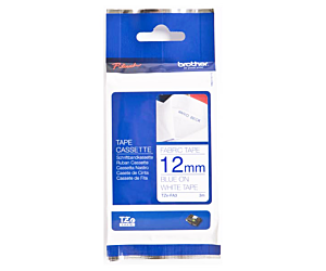 Taśma Brother 12mm x 3m niebieski nadruk / białe tło