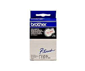Taśma Brother laminowana 12mm x 7,7m czerwony nadruk / białe tło