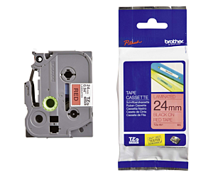 Taśma Brother laminowana 24mm x 8m czarny nadruk / czerwone tło