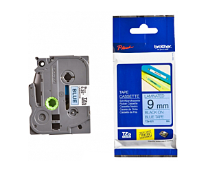 Taśma Brother laminowana 9mm x 8m czarny nadruk / niebieskie tło