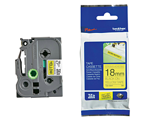Taśma Brother laminowana z mocnym klejem 18mm x 8m czarny nadruk/ żółte tło