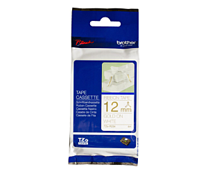 Taśma Brother wstążka 12mm x 4m złoty nadruk / białe tło
