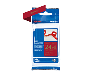 Taśma Brother wstążka 24mm x 4m złoty nadruk / czerwone tło