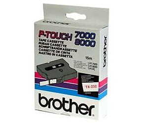 Taśma Brother laminowana 12mm x 15,4m czerwony nadruk / białe tło
