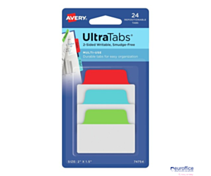 Ultra Tabs - samoprzylepne zakładki indeksujące, kolorowe, klasyczne, 50,8x38, 24 szt., Avery Zweckform 74754