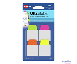 Ultra Tabs - samoprzylepne zakładki indeksujące, kolorowe, neonowe, 25,4x38, 40 szt., Avery Zweckform 74759