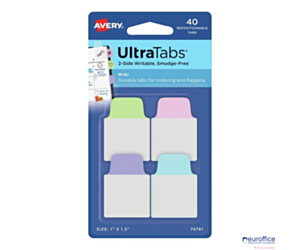 Ultra Tabs - samoprzylepne zakładki indeksujące, kolorowe, pastelowe, 25,4x38, 40 szt., Avery Zweckform 74761