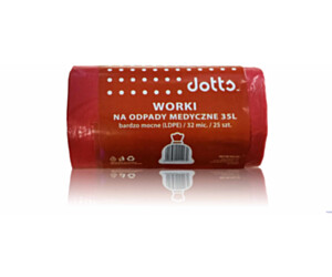 Worki na odpady MEDYCZNE 35l 25szt., DOTTS, bardzo mocne (LDPE), 32mic czerwone