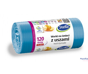 Worki na śmieci z uszami wytrzymałe 120L 20szt. niebieskie (HD-LD) STELLA