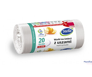 Worki na śmieci z uszami wytrzymałe 20L 30szt. białe (HD-LD) STELLA