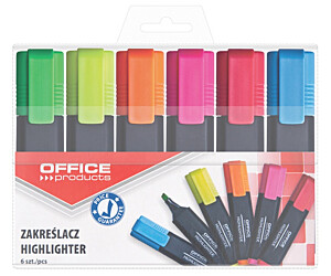 Zakreślacz fluorescencyjny , 1-5mm (linia), 6szt., mix kolorów, typu OFFICE PRODUCTS 17055219-99