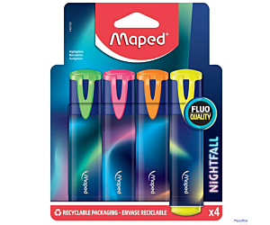 Zakreślacze Nightfall 4 kolory, ścięta końcówka 1-5 mm 740700 Maped