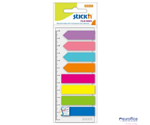 Zakładki indeksujące neon 8x25szt.(Paski+Strzałki) +Linijka STICK"N 21346