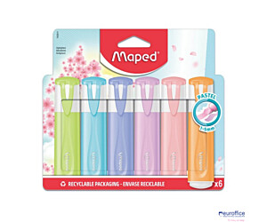 Zakreślacz Classic New Pastel mix kolorów 6 szt kartonowe etui 742511 Maped