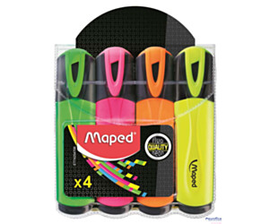 Zakreślacz FLUO PEPS mix kolorów 4szt etui z zawieszką MAPED 742547